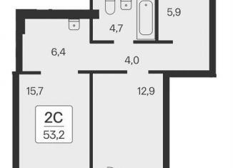 Продаю 2-ком. квартиру, 53.2 м2, Новосибирск, метро Гагаринская