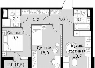 Продаю 2-комнатную квартиру, 56.6 м2, Москва, Строительный проезд, 9с9, метро Тушинская