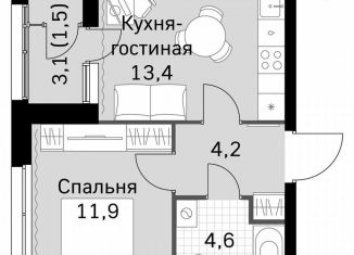 Продается 1-комнатная квартира, 35.3 м2, Москва, метро Тушинская, Строительный проезд, 9с9