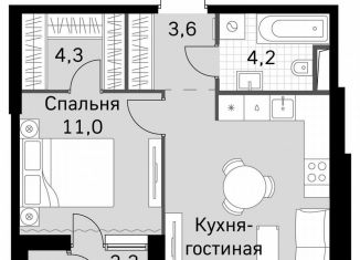 1-комнатная квартира на продажу, 42.8 м2, Москва, метро Тушинская, Строительный проезд, 9с9