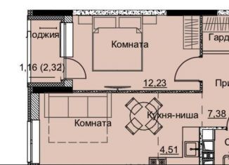 1-комнатная квартира на продажу, 44.4 м2, Ижевск