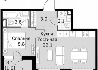 Продается однокомнатная квартира, 42.1 м2, Москва, район Покровское-Стрешнево, Строительный проезд, 9с9