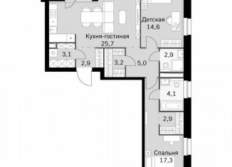 Продам 2-ком. квартиру, 83.6 м2, Москва, Строительный проезд, 9с9, метро Тушинская