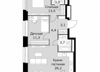 Продается 2-ком. квартира, 67.1 м2, Москва, метро Тушинская, Строительный проезд, 9с9