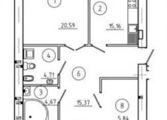 Продается 3-комнатная квартира, 109 м2, Омск, улица Булгакова, 6