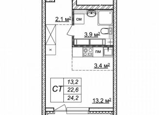 Продажа квартиры студии, 24.2 м2, Нижегородская область, жилой комплекс Новая Кузнечиха, 13