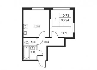 Продается 1-ком. квартира, 33.9 м2, Бугры