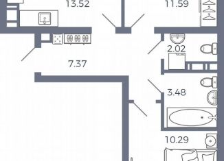 Продаю двухкомнатную квартиру, 51.4 м2, Самарская область