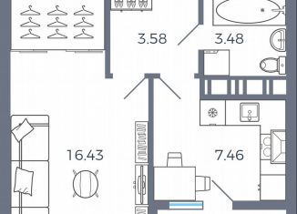 Продаю 1-комнатную квартиру, 33.8 м2, село Николаевка