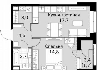 Продам 1-ком. квартиру, 45.6 м2, Москва, метро Тушинская, Строительный проезд, 9с9