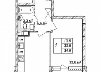 Продается 1-ком. квартира, 34.9 м2, Нижний Новгород, жилой комплекс Новая Кузнечиха, 13, Советский район