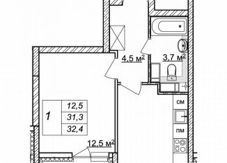 Продается 1-ком. квартира, 32.4 м2, Нижний Новгород, жилой комплекс Новая Кузнечиха, 13, Советский район