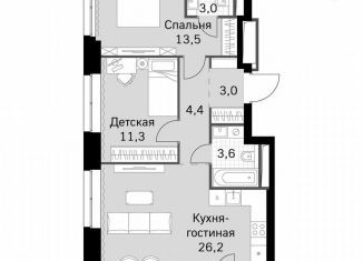 Продажа 2-комнатной квартиры, 67.1 м2, Москва, Строительный проезд, 9с9, метро Тушинская