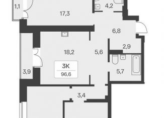 Продается трехкомнатная квартира, 96.6 м2, Новосибирск, ЖК Расцветай на Красном