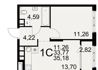 Продаю 1-ком. квартиру, 35.2 м2, Рязань