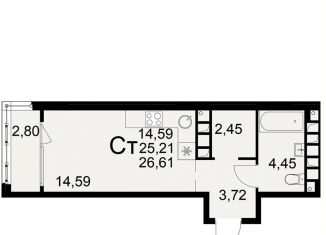 Продаю квартиру студию, 26.6 м2, Рязанская область