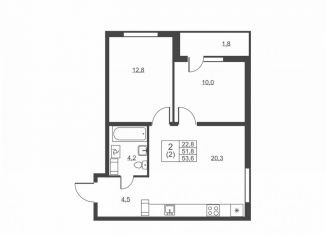 Продается 2-комнатная квартира, 53.6 м2, городской посёлок имени Свердлова