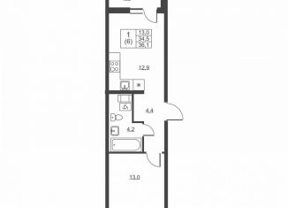 Продам 1-комнатную квартиру, 36.1 м2, городской посёлок имени Свердлова