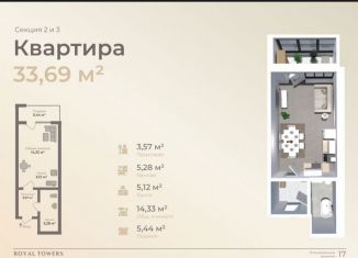 Продается квартира студия, 33.7 м2, Каспийск, проспект Насрутдинова, 168