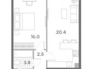 Продам однокомнатную квартиру, 42.7 м2, Москва, ЖК Парксайд, 3, метро Битцевский парк