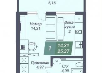 Продам квартиру студию, 25.4 м2, Новосибирск, метро Заельцовская, Светлановская улица, 46/1