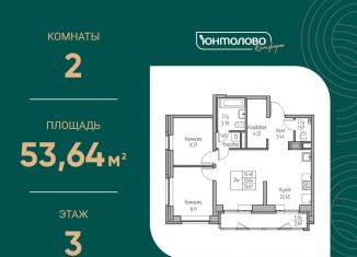 Продаю 2-комнатную квартиру, 53.6 м2, Санкт-Петербург, муниципальный округ Лахта-Ольгино, Ивинская улица, 1к4