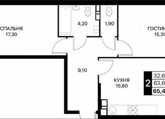 Продается 2-комнатная квартира, 65.4 м2, Ростов-на-Дону