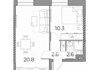 Двухкомнатная квартира на продажу, 36.3 м2, Москва, улица Архитектора Щусева, 5к2, метро Тульская