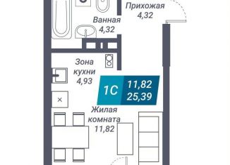 Квартира на продажу студия, 25.4 м2, Новосибирск, метро Берёзовая роща, улица Королёва, 19