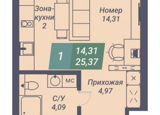 Продам квартиру студию, 25.4 м2, Новосибирск, Светлановская улица, 46/1