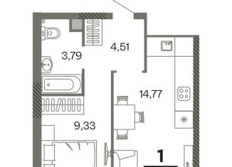 1-ком. квартира на продажу, 32.4 м2, Рязань, ЖК Северный