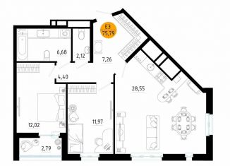 Продажа 2-ком. квартиры, 75.8 м2, Рязань, улица Земнухова, 2