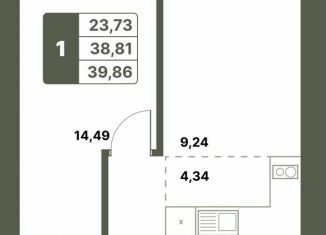 Продается однокомнатная квартира, 39.9 м2, село Миловка