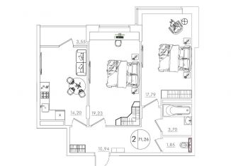 Продается двухкомнатная квартира, 71.8 м2, Ростов-на-Дону, Усадебная улица, 2А, ЖК Берёзовая роща