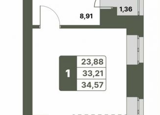 Продам 1-комнатную квартиру, 34.6 м2, село Миловка