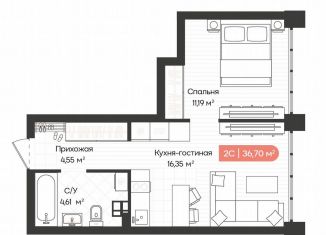 Продается 1-комнатная квартира, 36.9 м2, Новосибирск, Ленинградская улица, 342, метро Золотая Нива