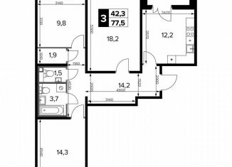 Продам 3-ком. квартиру, 77.9 м2, Москва, Ленинградское шоссе, 228к6, Молжаниновский район