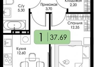 Продаю 1-комнатную квартиру, 37.7 м2, Смоленск