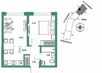 Продается двухкомнатная квартира, 36.4 м2, Новосибирск