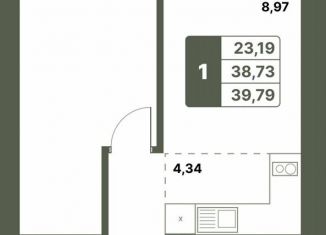 Продам 1-ком. квартиру, 39.8 м2, село Миловка