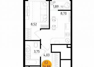 Продаю 1-ком. квартиру, 26.9 м2, Рязань