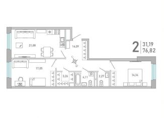 Продается 2-комнатная квартира, 76.8 м2, Санкт-Петербург, набережная Чёрной речки, 1, метро Лесная