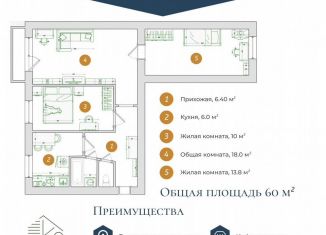 Продажа 3-ком. квартиры, 57.2 м2, Томск, Карский переулок, 23