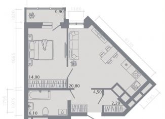 Продаю 1-комнатную квартиру, 48.5 м2, Казань, Советский район