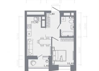 Продается 1-комнатная квартира, 35.9 м2, Казань