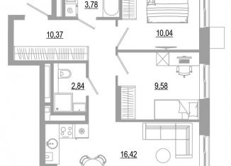 Продам двухкомнатную квартиру, 53 м2, Астрахань