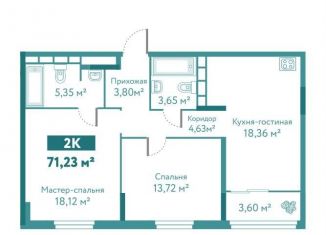 Продаю 2-ком. квартиру, 71.2 м2, Тюмень, улица Павла Никольского, 14, ЖК Акватория