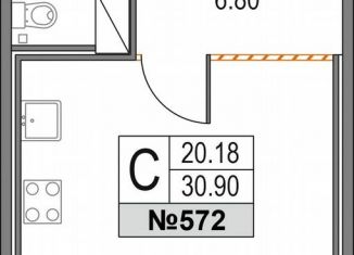 Продается квартира студия, 30.9 м2, Санкт-Петербург, Коломяжский проспект, 13к2, метро Чёрная речка