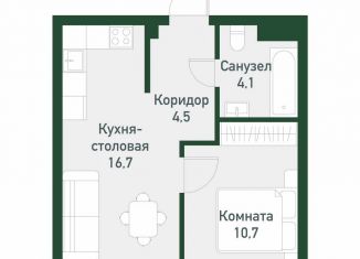 1-комнатная квартира на продажу, 36.1 м2, посёлок Западный, Спортивная улица, 22