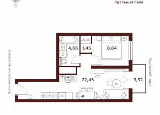 Продам 1-ком. квартиру, 40.8 м2, Санкт-Петербург, метро Пионерская